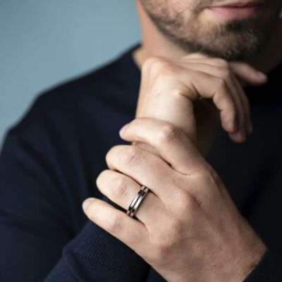 Bague Herbelin Newport Duo en acier brossé et poli