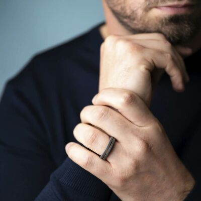 Bague Herbelin Newport Duo en titane sablé