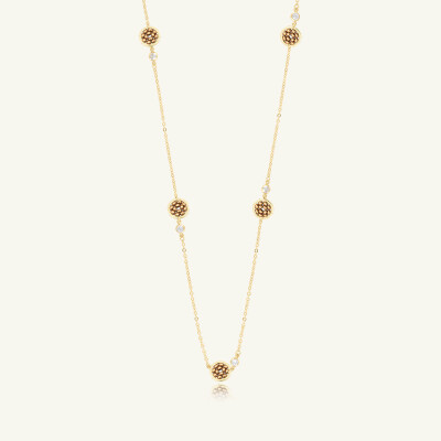 Sautoir Sàntibé Bijoux Rosa en laiton, métal doré et perles champagne