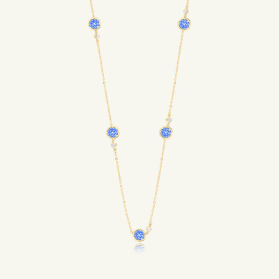 Sautoir Sàntibé Bijoux Rosa en laiton, métal doré et perles lilas