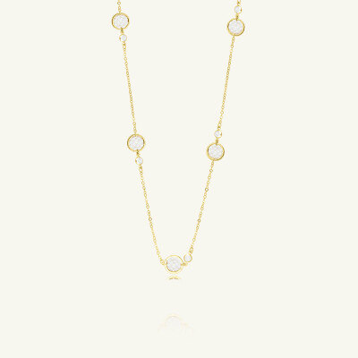 Sautoir Sàntibé Bijoux Rosa en laiton, métal doré et perles blanc