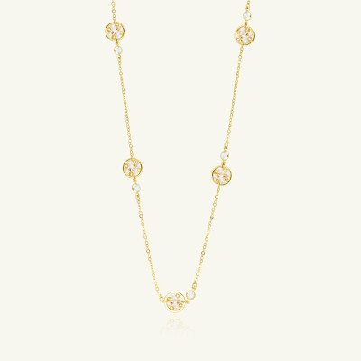 Sautoir Sàntibé Bijoux Rosa en laiton, métal doré et perles blanc doré