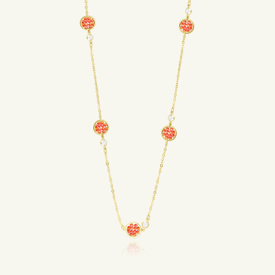 Sautoir Sàntibé Bijoux Rosa en laiton, métal doré et perles corail
