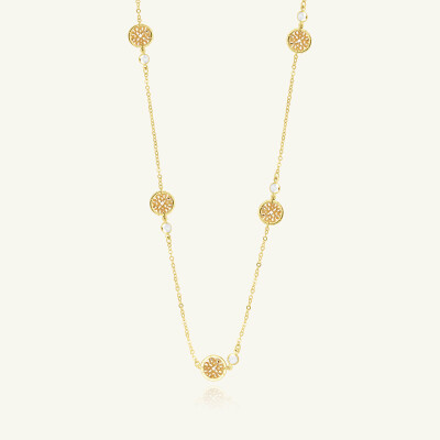 Sautoir Sàntibé Bijoux Rosa en laiton, métal doré et perles doré
