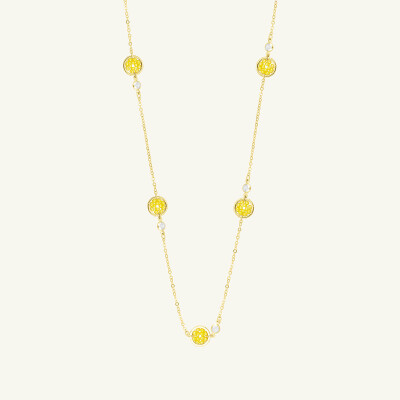 Sautoir Sàntibé Bijoux Rosa en laiton, métal doré et perles jaune