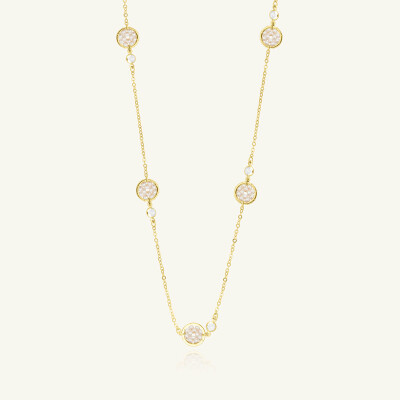 Sautoir Sàntibé Bijoux Rosa en laiton, métal doré et perles sable