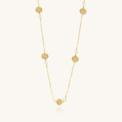 Sautoir Sàntibé Bijoux Rosa en laiton, métal doré et perles doré