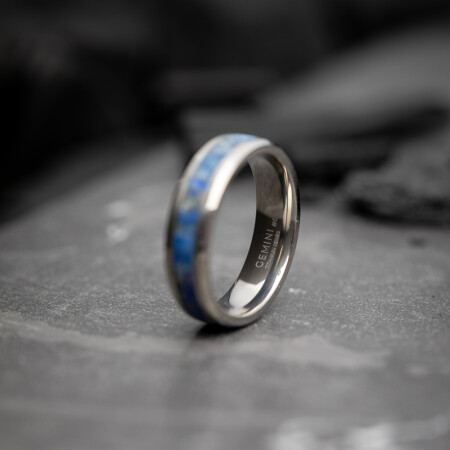 Bague Gemini Classics en titane et lapis lazuli