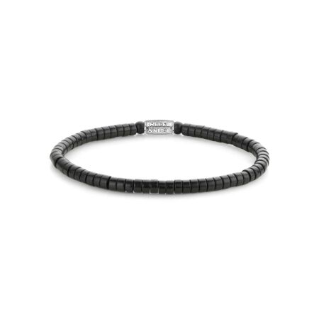 Bracelet Rebel & Rose No Balls Please  - 4mm -  en acier et pierres noires