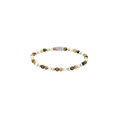 bracelet Rebel & Rose More Balls Than Most en fossile, lithographique et œil de tigre jaune, taille S