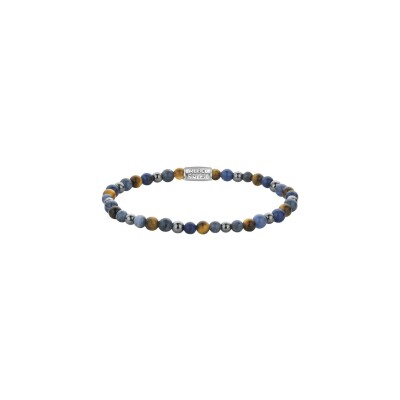 Bracelet Rebel & Rose More Balls Than Most en sodalite bleue, hématite grise, œil de tigre jaune et bleu, taille L