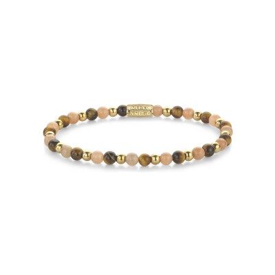 Bracelet Rebel & Rose Stones Only en acier dor?, pierre de soleil et ?il de tigre jaune, taille M