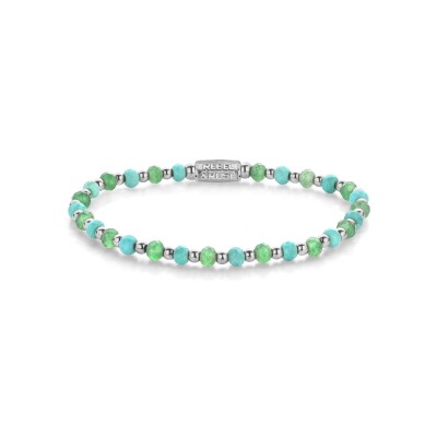 Bracelet Rebel & Rose More Balls Than Most en acier, turquoise de synth?se et h?matite, taille S