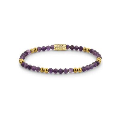Bracelet Rebel & Rose Stones Only en acier doré et améthyste, taille S