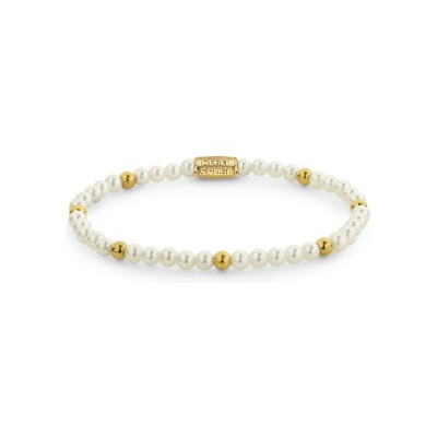 Bracelet Rebel & Rose Stones Only en acier doré et perles, taille S
