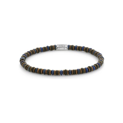 Bracelet Rebel & Rose No Balls Please en acier, lapis lazuli de synthèse, pierres noire et hématite, taille M