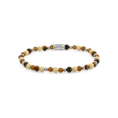 Bracelet Rebel & Rose More Balls Than Most en fossil, œil de tigre jaune, hématite et cristal de roche, taille S