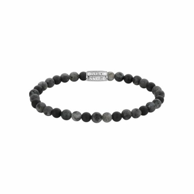 Bracelet Rebel & Rose More Balls Than Most Grey Rocks en acier, onyx et larvikite