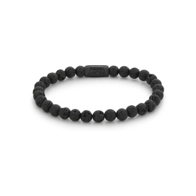 Bracelet Rebel & Rose Black-series  - 6mm -  en acier et pierres de lave