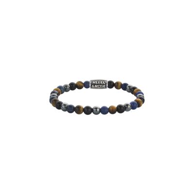 bracelet Rebel & Rose More Balls Than Most en sodalite bleue, hématite grise, œil de tigre jaune et bleu, taille S