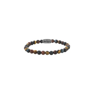 bracelet Rebel & Rose Stones only en œil de tigre, rouge, bleu et jaune, taille M