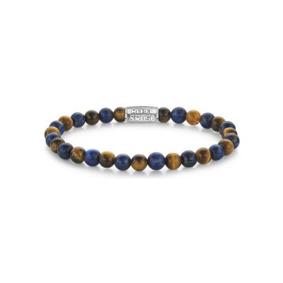 Bracelet Rebel & Rose Stones Only en acier, ?il de tigre jaune et lapis lazuli, taille M