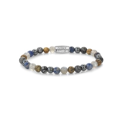 Bracelet Rebel & Rose Stones Only en acier, labradorite, h?matite et pierres de couleurs, taille L