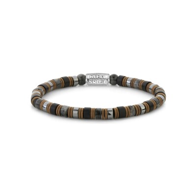 Bracelet Rebel & Rose No Balls Please en hématite, pierres noire et lapis lazuli de synthèse, taille M