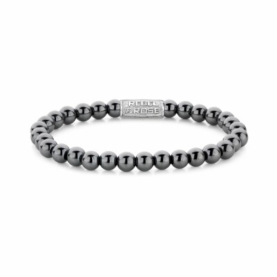 Bracelet Rebel & Rose Grey Silver Shine DV - 6mm en hématite