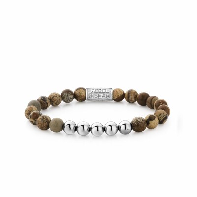 Bracelet Rebel & Rose Woodstock - 8mm - argenté en pierre lithigraphique