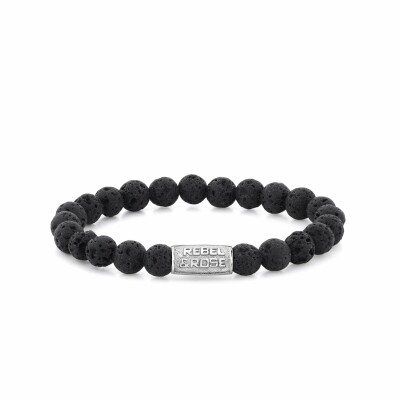 Bracelet Rebel & Rose Black Moon - 8mm en pierre de lave