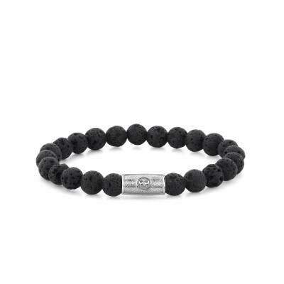 Bracelet Rebel & Rose Black Moon - 8mm en pierre de lave