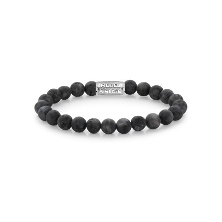 Bracelet Stones Only en larvikite noire