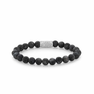 Bracelet Rebel & Rose Matt Grey Seduction - 8mm en larvikite