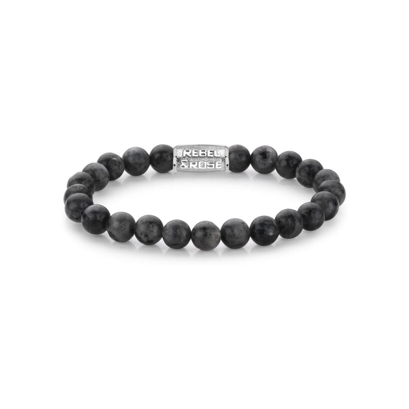 Bracelet Stones Only en larvikite noire