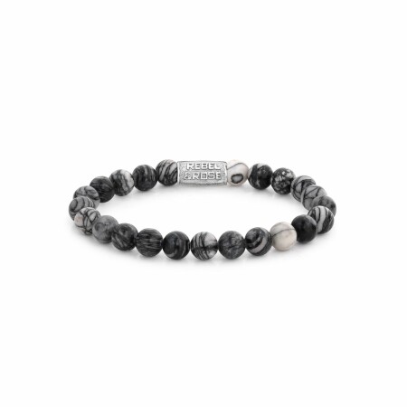 Bracelet Rebel & Rose Black Wolf - 8mm en agate