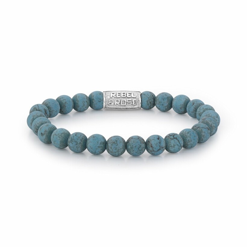 Bracelet Rebel & Rose Matt Turquoise Delight - 8mm en turquoise