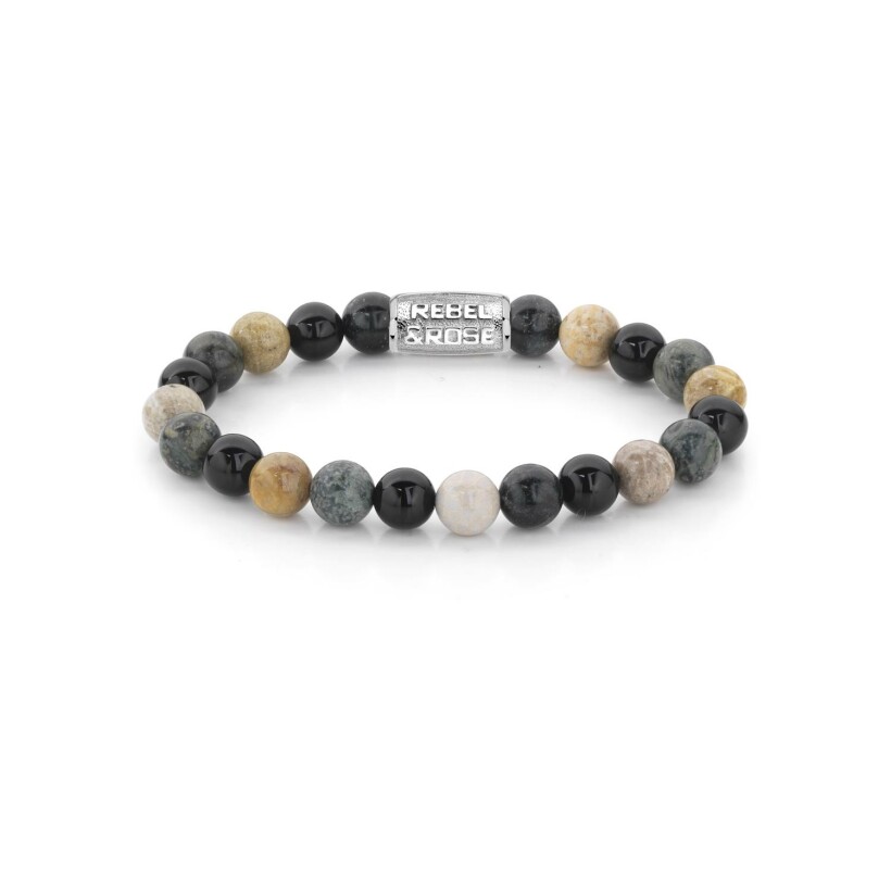 Bracelet Stones Only en rhyolite, chrysanthème et agate noire