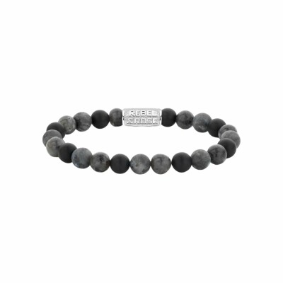 Bracelet Rebel & Rose More  Balls Than Most Grey rocks en acier, onyx et larvikite