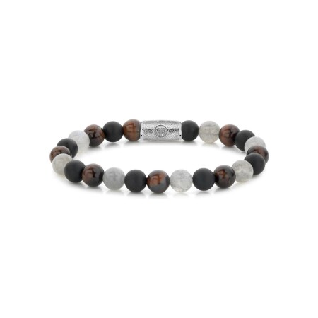 Bracelet Rebel & Rose More Balls Than Most  - 8mm -  en acier, onyx, œil de tigre et labradorites