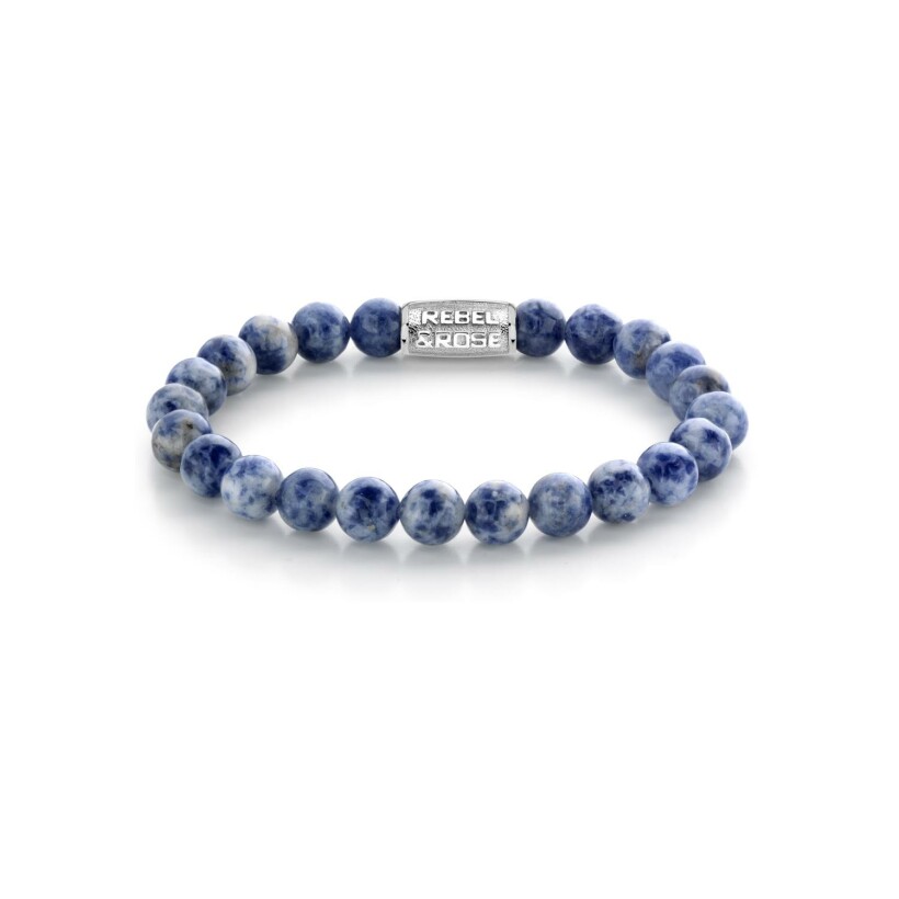 Bracelet Rebel & Rose Stones Only  - 8mm -  en acier et pierres bleue