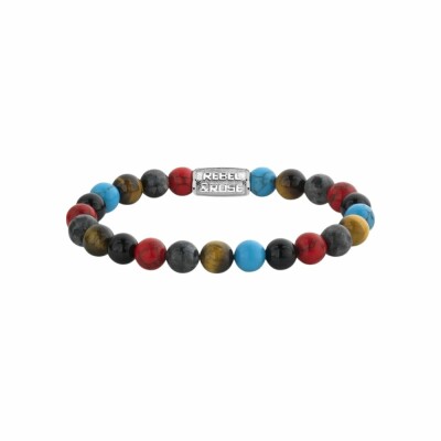 Bracelet Rebel & Rose Stones Only Red Hot Summer en turquoise, œil de tigre, larvikite, pierres de couleurs et onyx