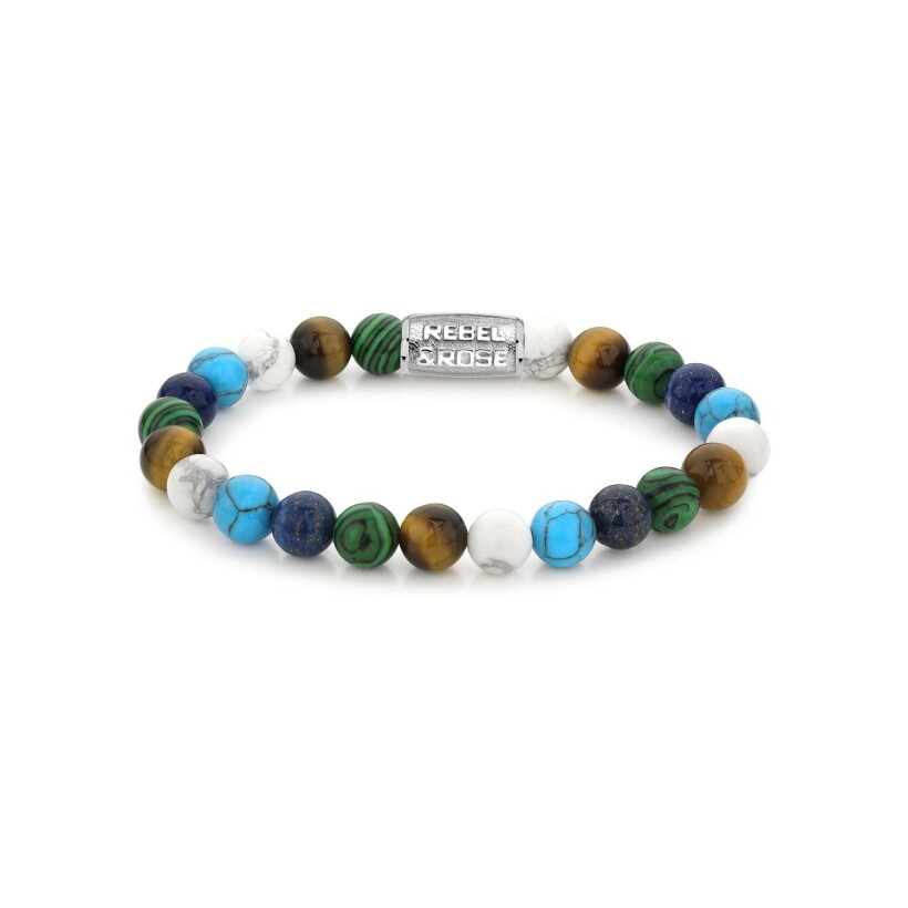 Bracelet Stones Only en howlite, lapis lazuli, turquoise, malachite et œil de tigre