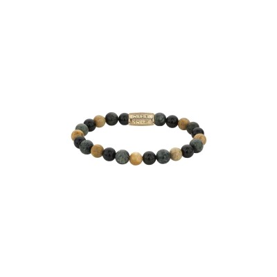 Bracelet Rebel & Rose Stones only en rhyolite, chrysanthème et agate noire, taille M
