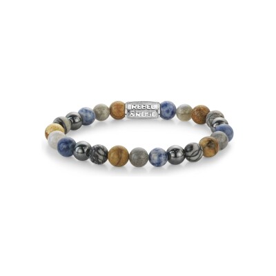 Bracelet Rebel & Rose Stones Only en acier, labradorite, h?matite et pierres de couleurs, taille L