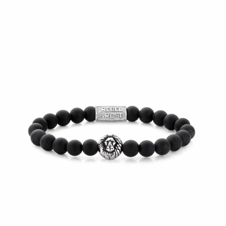 Bracelet Rebel & Rose Mad Lion - argenté en onyx