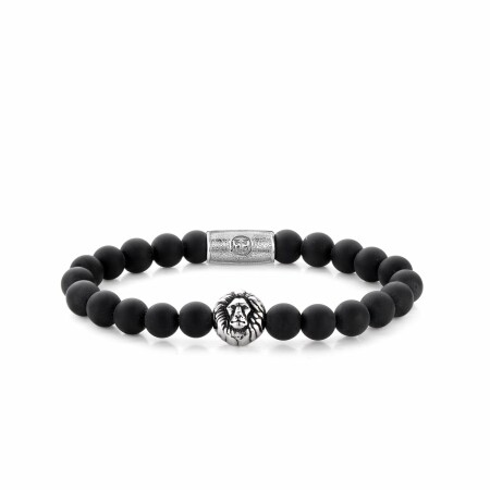 Bracelet Rebel & Rose Mad Lion - argenté en onyx