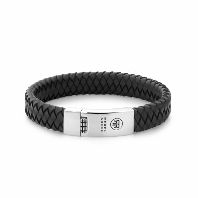 Bracelet Rebel & Rose Braided Flat Black en cuir