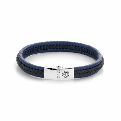 Bracelet Rebel & Rose Dual Twisted Black-Blue en cuir et argent