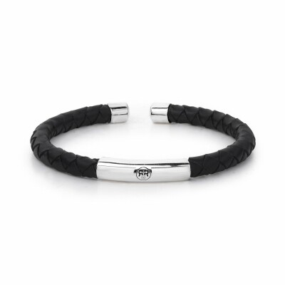 Bracelet Rebel & Rose Bulan Bangle Black en cuir et argent